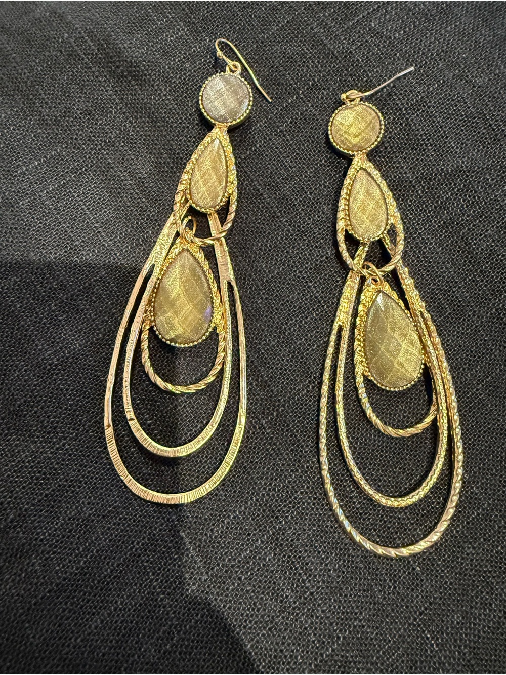 Gold Teardrop Multi-Hoop Dangle Earrings - Women Jewelry